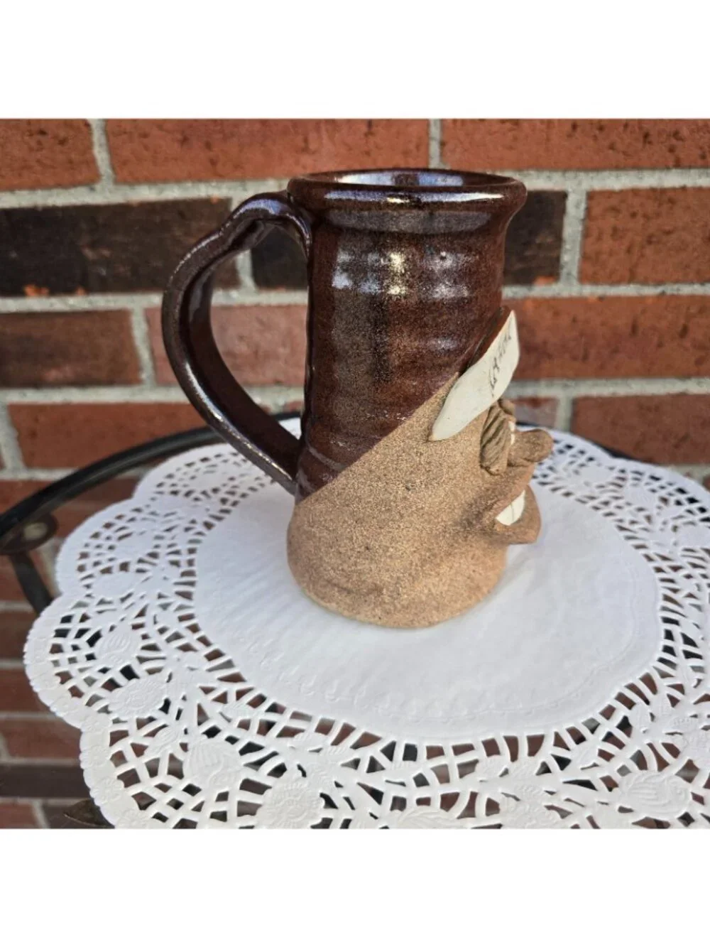 Vintage Studio Folk Art Pottery Grandpa Ugly Face Coffee Mug 3D Primitive Rustic